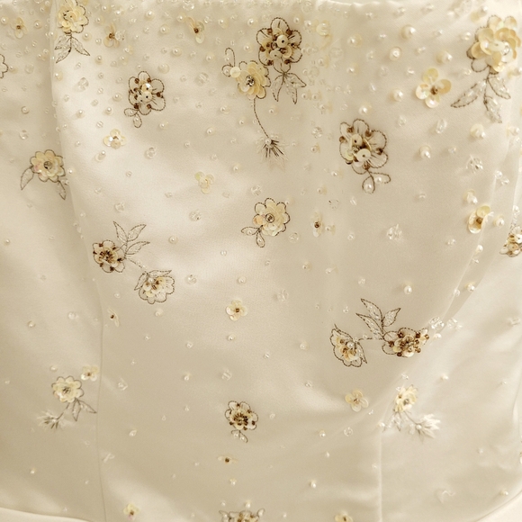 NWT! Pinky & Me Sleeveless A Line Princess Wedding Dress Dainty Sequins Beads - Picture 2 of 9